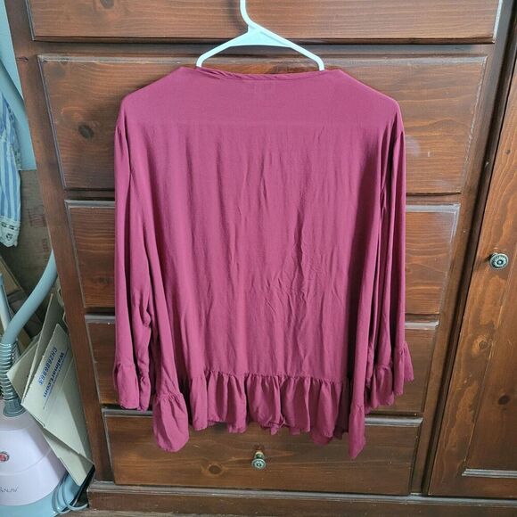 Grand & Green w/Love woman's boho embroidered top XL Rayon Floral Cottage - Picture 7 of 9